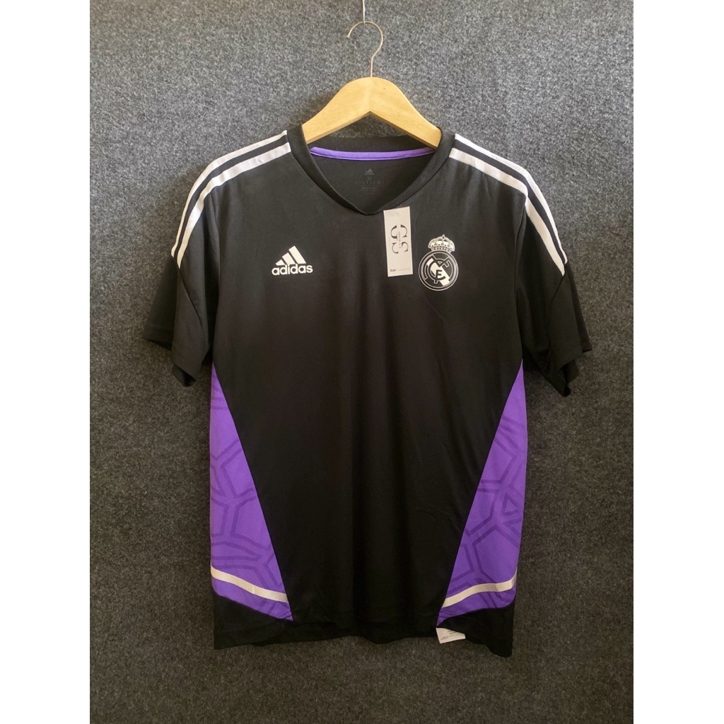 Kaos Jersey Real Madrid x Adidas Bekas - Baju Olahraga Sepak Bola Hitam Ungu