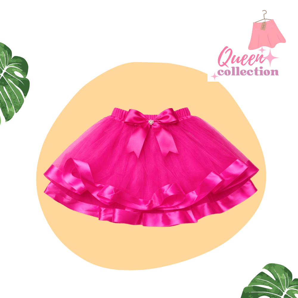 Rok Tutu Warna Pink Fanta/Rok Tutu 2 Umpak Lis Pita Satin/Rok Tutu Anak Untuk Usia 1-12 Tahun