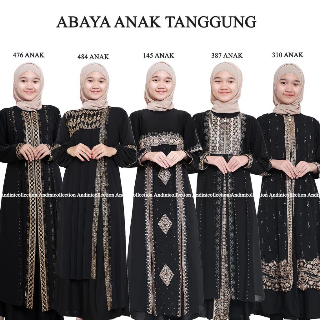 ANDINICOLLECTION Abaya Hitam Anak Tanggung - Gamis Anak Hitam / Baju Abaya / Abaya Anak / Gamis Anak