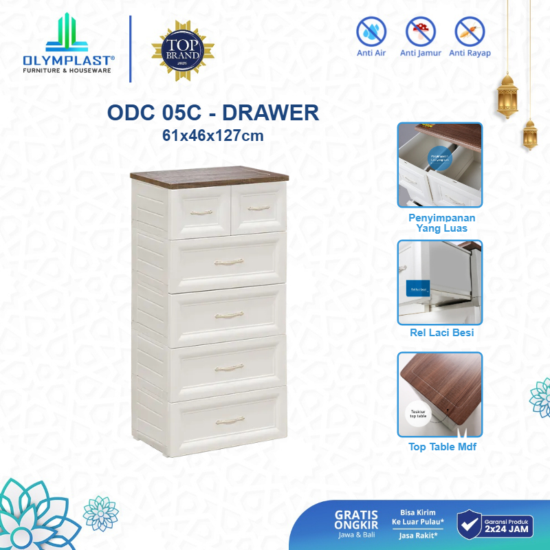 Olymplast ODC 05 Classic Drawer Cabinet Laci 5 Susun