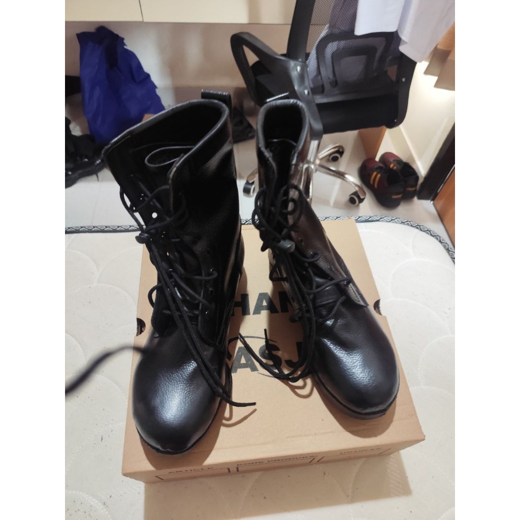 sepatu pdl kulit jeruk | Black Tactical Combat Boots – Tangguh di Setiap Medan