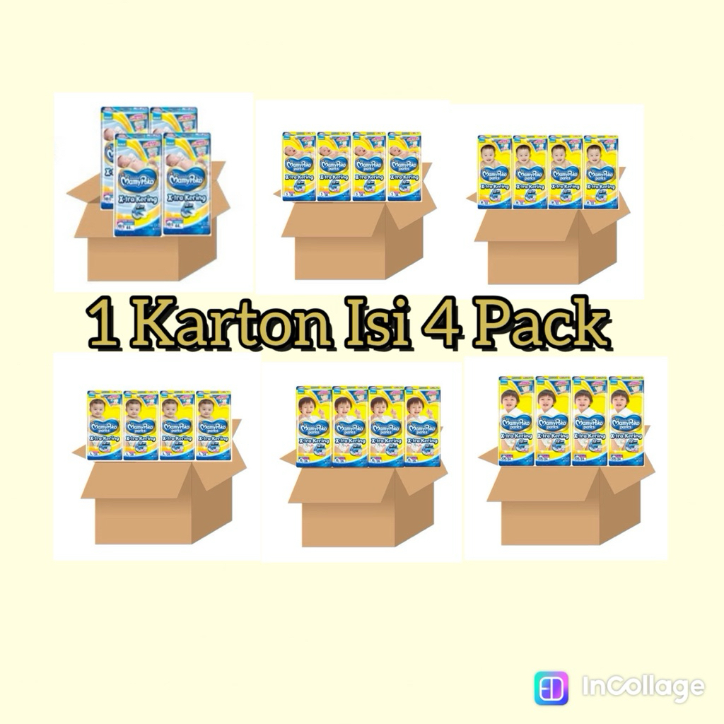 mamypoko 1 karton isi 4 pack popok celana dan perekat