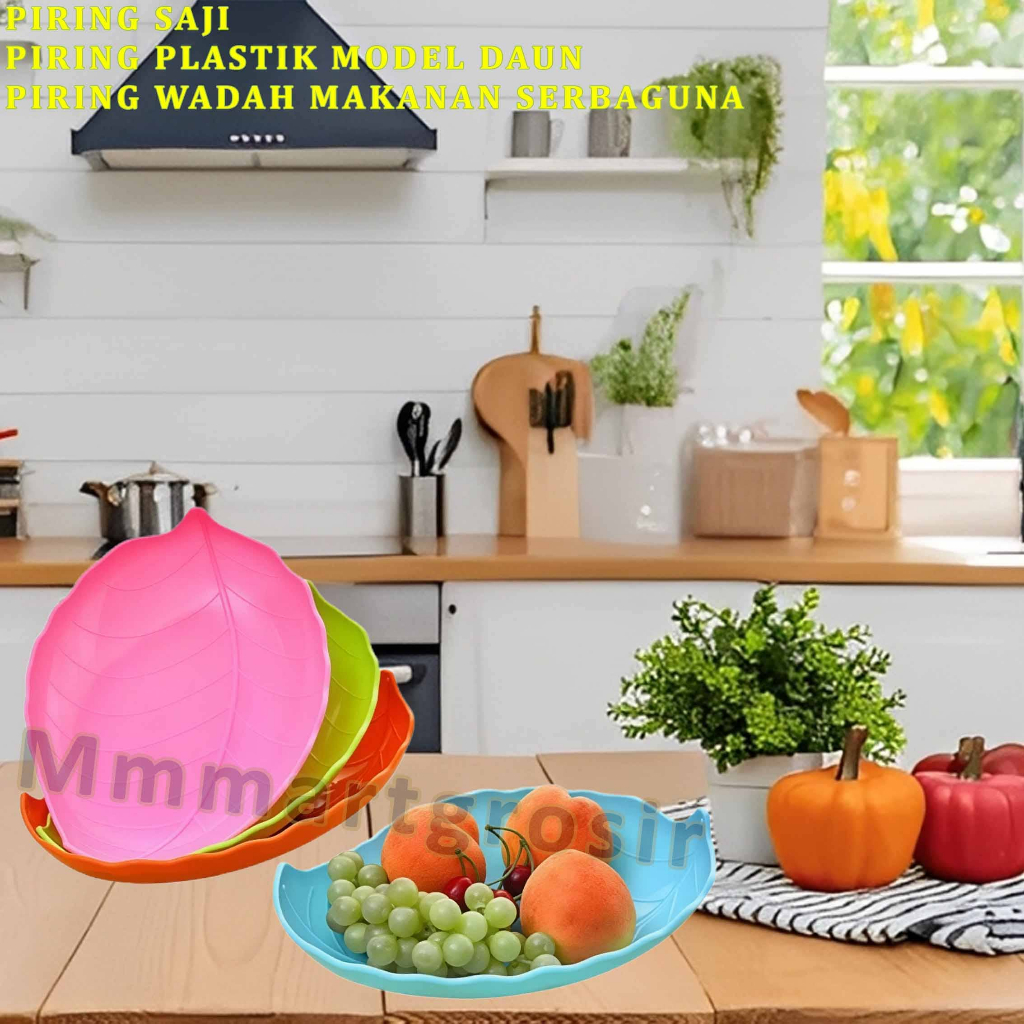 Piring Saji / Piring Plastik Model Daun / Piring Wadah Makanan Serbaguna / 1pcs