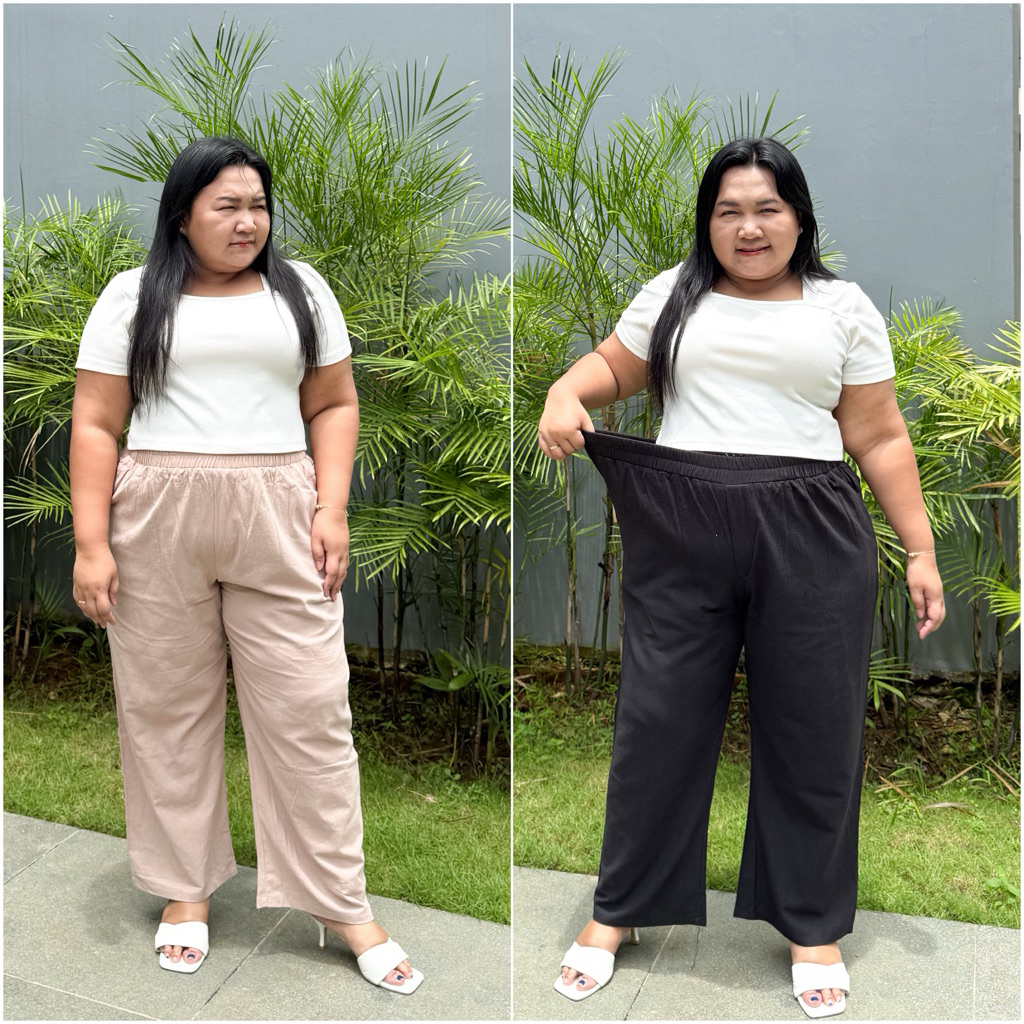 BigLevel - Marina Linen Pants Big Size - Celana kulot linen jumbo wanita