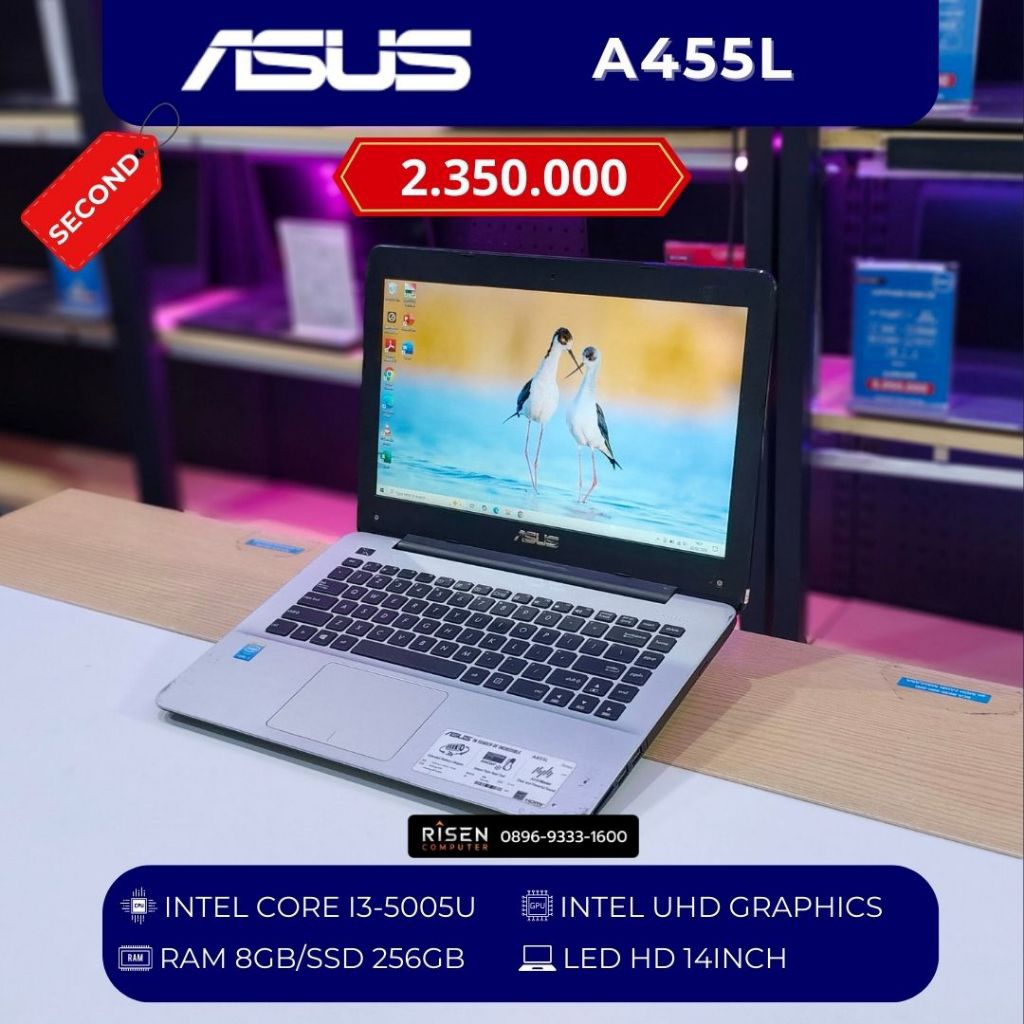 ASUS A455L Intel Core i3-5005U RAM 8GB SSD 256GB HD 14inch Notebook Second Bekas Laptop