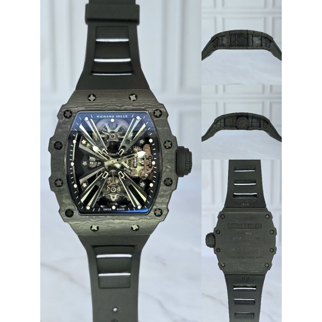 JAM TANGAN COWOK RM 12.01 AUTOMATIC TOURBILON CLONE 1.1