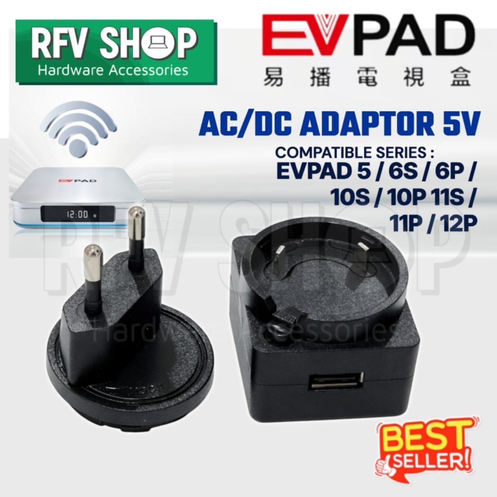 Evpad Adaptor AC/DC 5V untuk Android TV Evpad 5S / 5P / 10S / 10P / 11S / 11P / 12P
