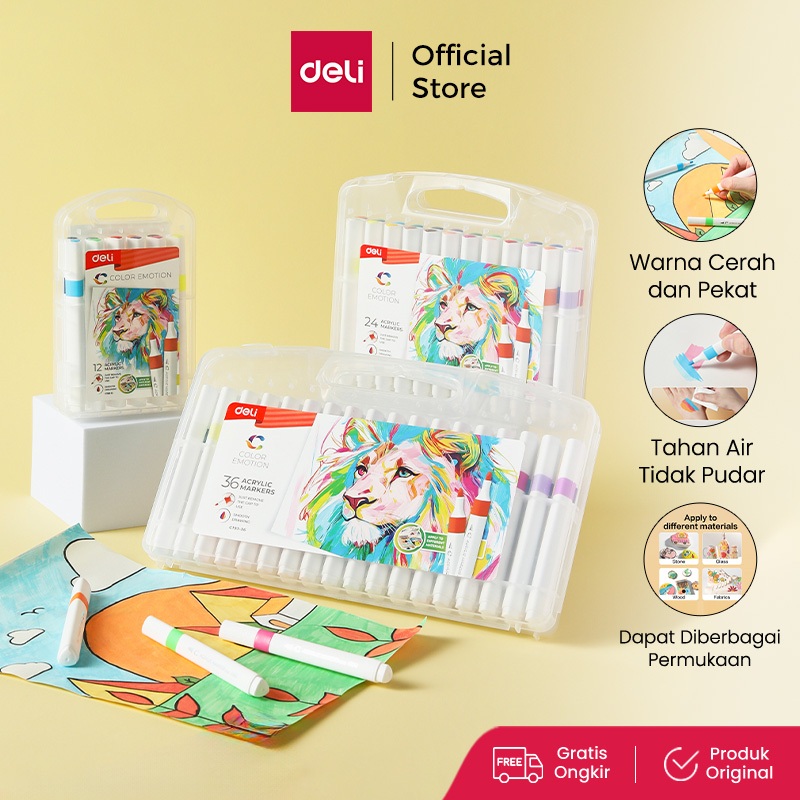 Deli Spidol Akrilik / Acrylic Marker Spidol Warna Serbaguna Warna Cerah EC193