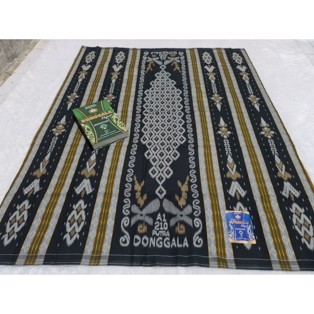 sarung donggala original songket seroja hitam/putih/army/biru/kuning/coklat