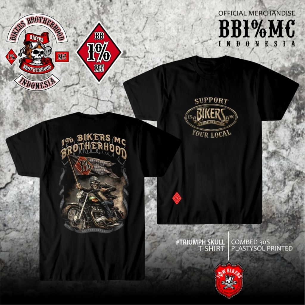 Kaos TshirtTangan Pendek Bikers Brotherhood 1% MC