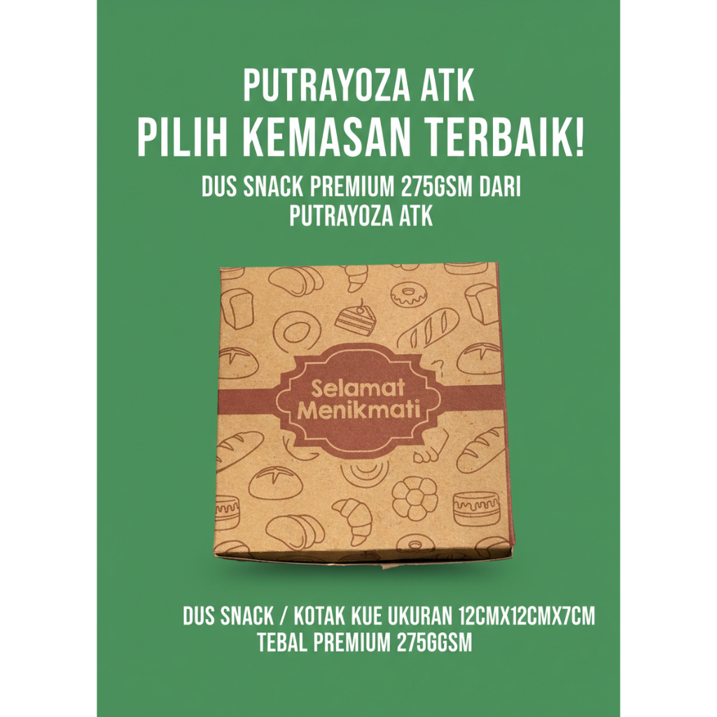 (1 PAK:100PCS) Snack Box Kue Kotak Kraft Ukuran 12x12 14x12 Premium Tebal 275 GSM (GSBK275)