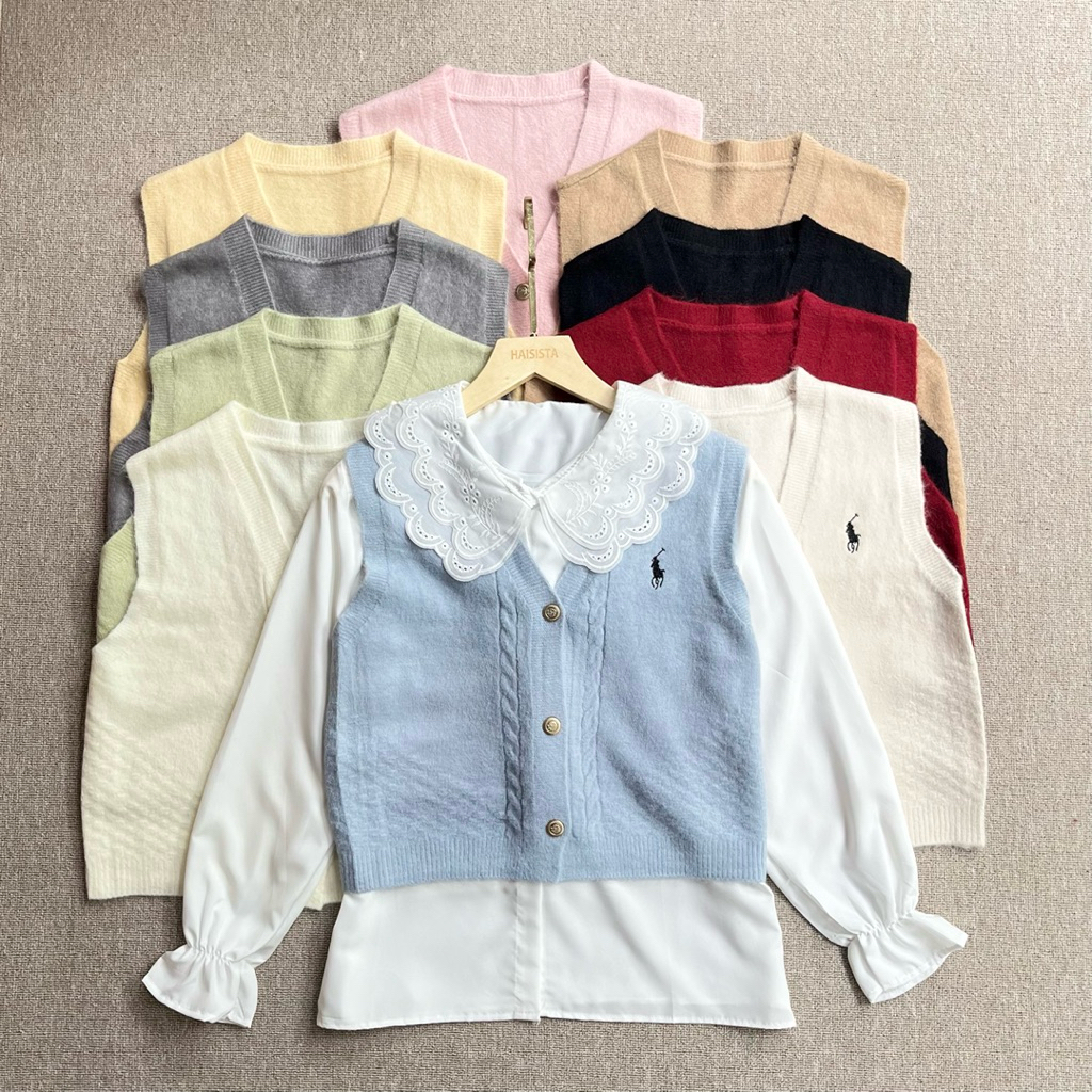 Haisista - Kemeja Set Vest 2in1 / Baju Atasan Wanita busui friendly / Vest Rompi Rajut