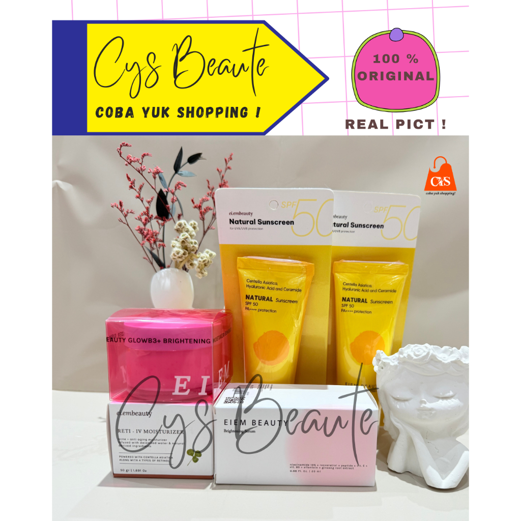 EI.EM BEAUTY RETI-V MOISTURIZER | EI.EM BEAUTY B3 MOISTURIZER | BRIGHTENING SERUM | NATURAL SUNSCREE