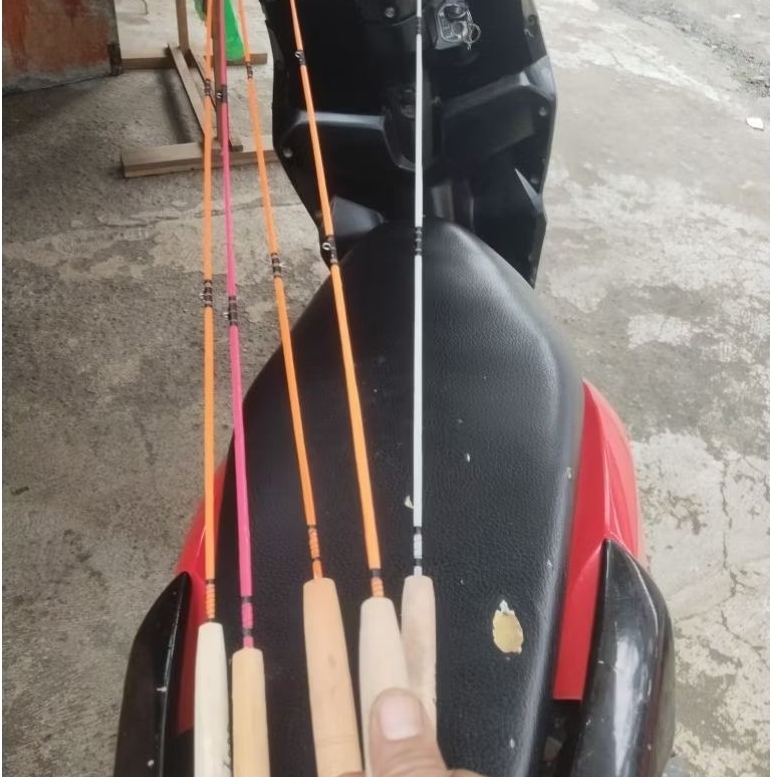 Joran Pancing Fiber 130cm - Set Lengkap, Tinggal Pakai, Gagang Kayu
