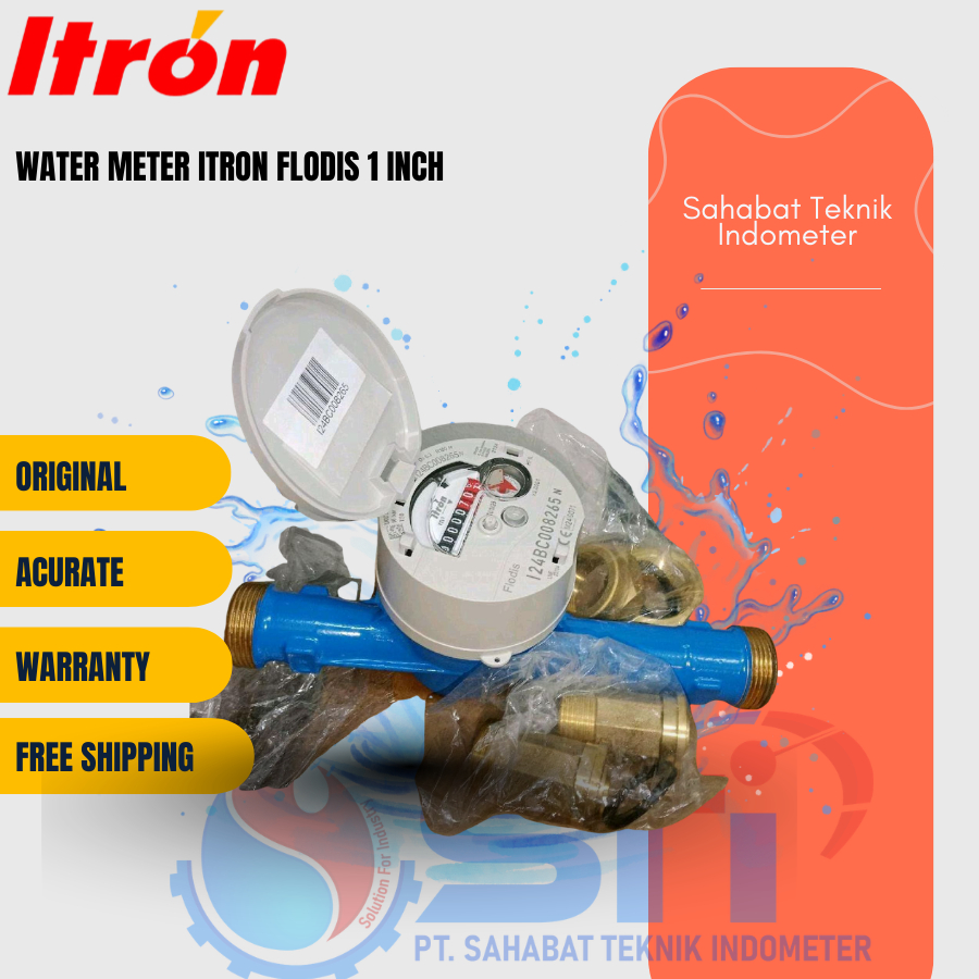 ITRON FLODIS Meteran Air 1 Inch DN 25mm Pengukuran Air Presisi PDAM sudah Tera