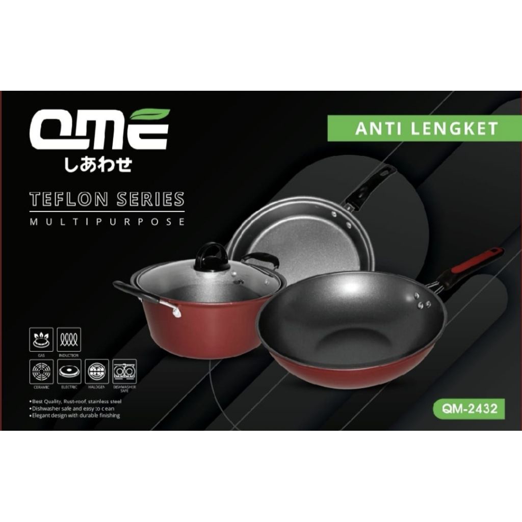 panci set teflon series qme 3 pcs anti lengket