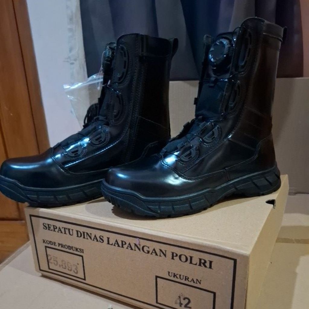 sepatu POLRI PDL ORI tali putar uk 42
