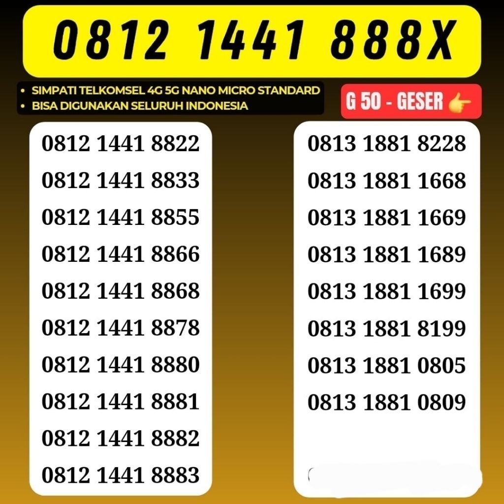 Nomor Cantik Telkomsel Panca Super Abab 1441 Kartu Perdana Telkomsel Tsel Red Telkomsel 5g Telkomsel