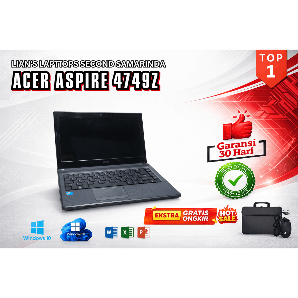 [BEKAS] LAPTOP Acer Aspire A4749Z Intel Celeron B815/RAM 4GB/HDD 500GB/Layar 14 inch - Cocok Buat Ka