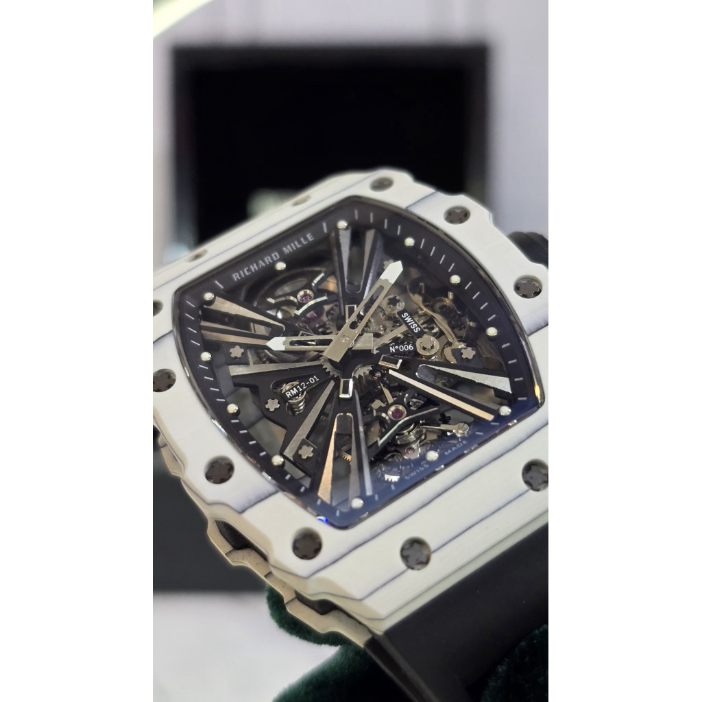 jam pria RichardMille RM 12-01 Tourbilon Manual Winding ntpt carbon