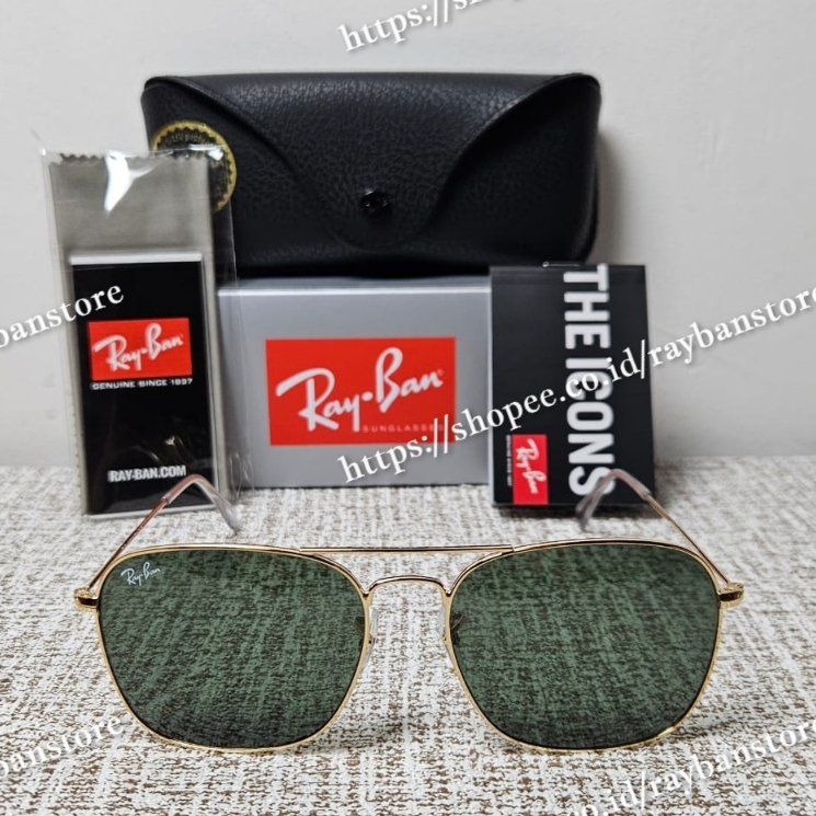 Kacamata Rayban Caravan RB3136 001 Gold Lens Green Original
