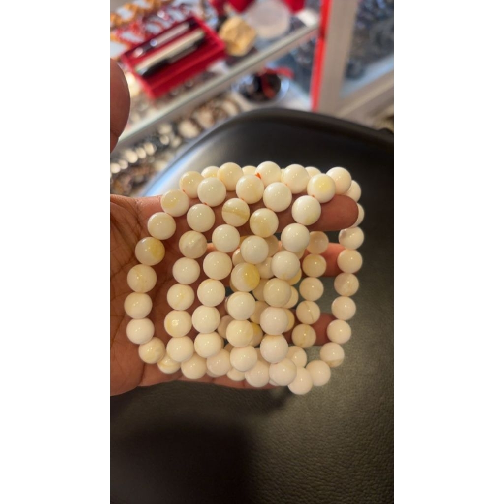 GELANG KULIT KERANG ASLI 100% 16mm SERAT EMAS BAHAN SUPER BERKUALITAS NATURAL ALAMI