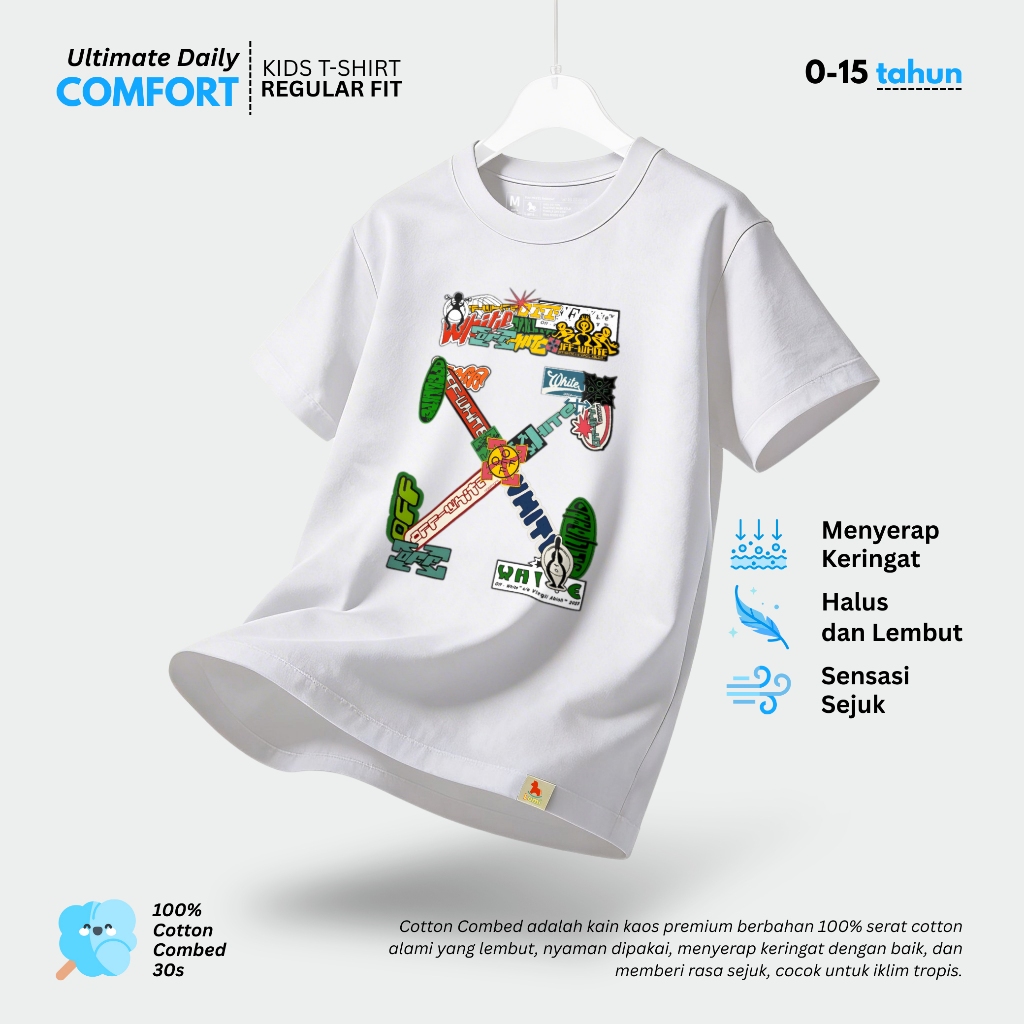 Lumi Kids - Kaos Anak Premium Cotton Combed 30s Baju Anak Unisex Junior Tanggung Cotton 0-16 Tahun U