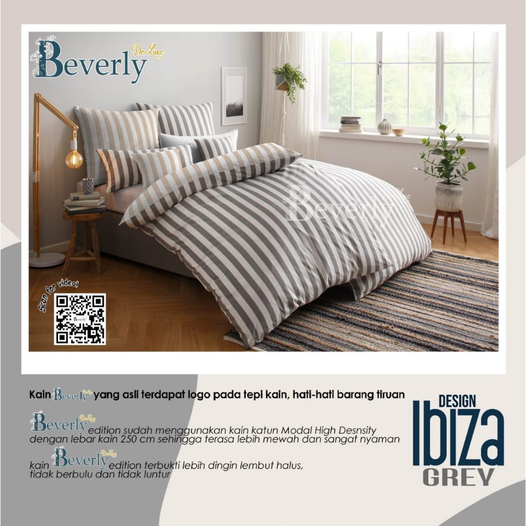 ibiza grey Sprei katun Korea by Beverly free karet antigeser