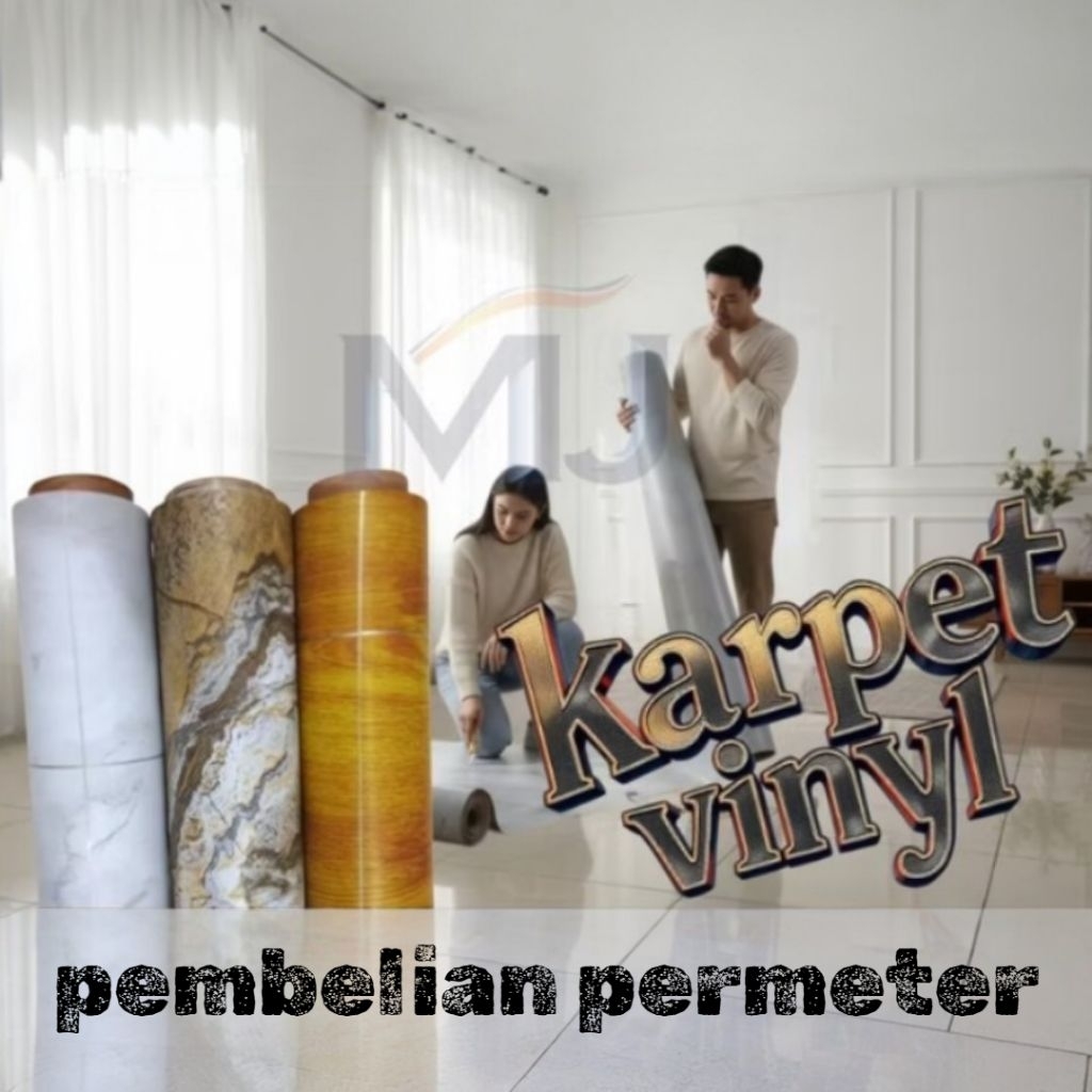 Karpet lantai vinyl murah meteran | karpet lantai plastick motif kayu/marmer putih [bisa COD]
