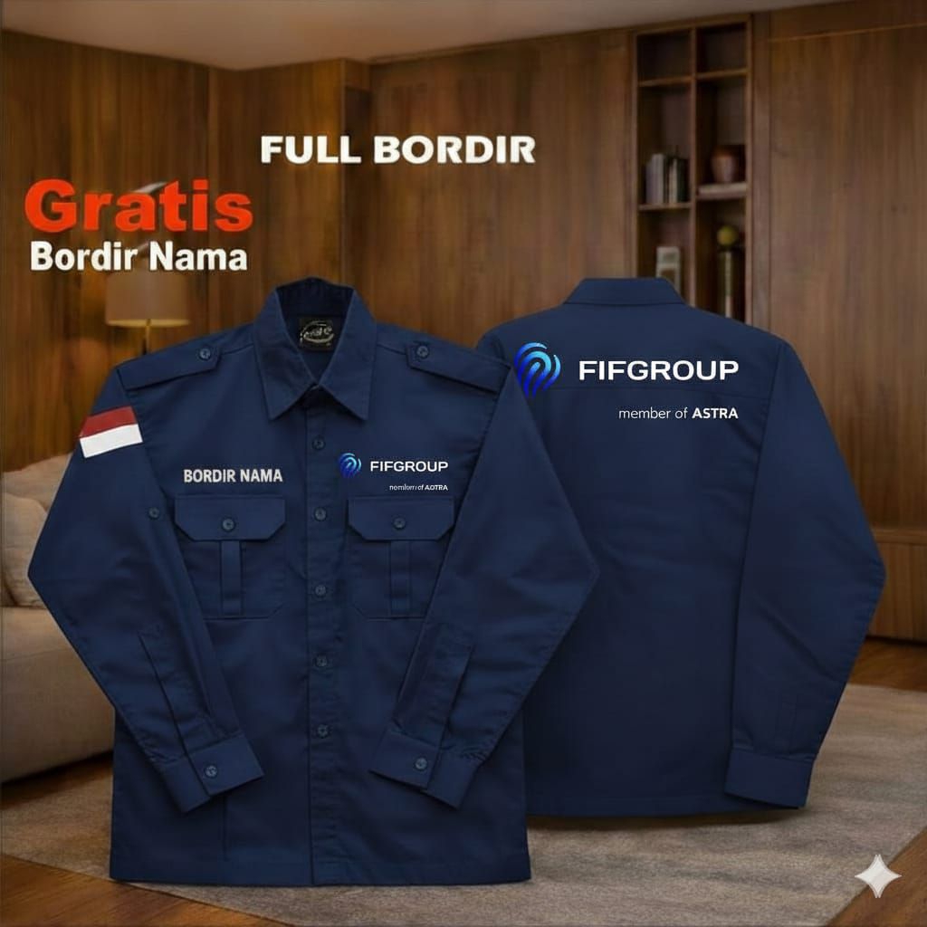 kemeja fif group baju pdh fif finance navy panjang