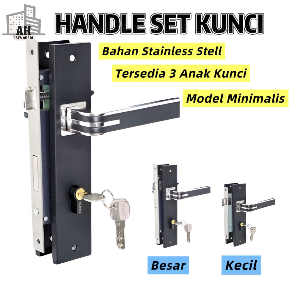 Kunci Pintu Hitam Black List Premium /  Handle Set Kunci / Handle Pintu
