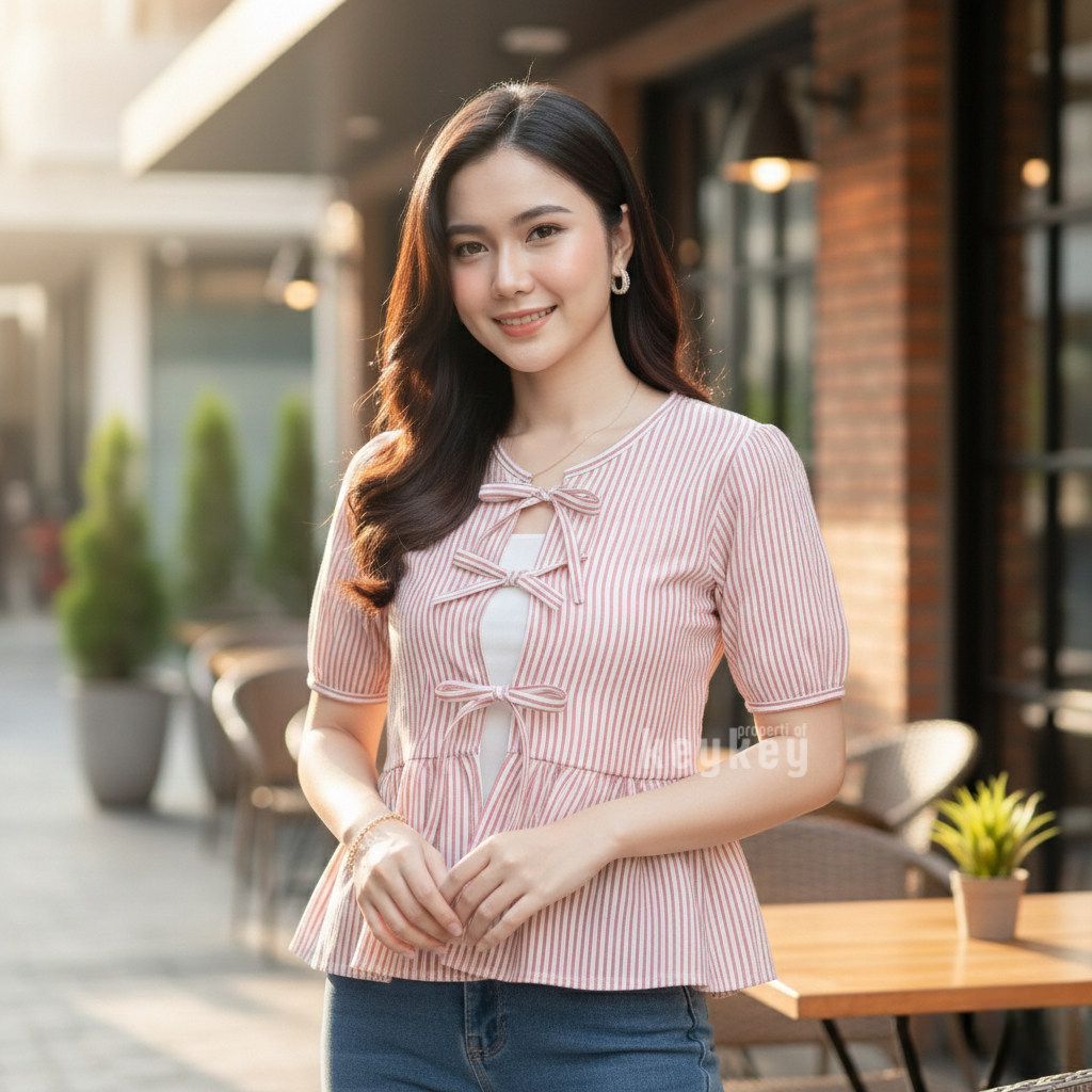 KeyF -YERIN Peplum / Atasan Wanita Kemeja Blouse Korean Chic  / Blouse Peplum Trendy
