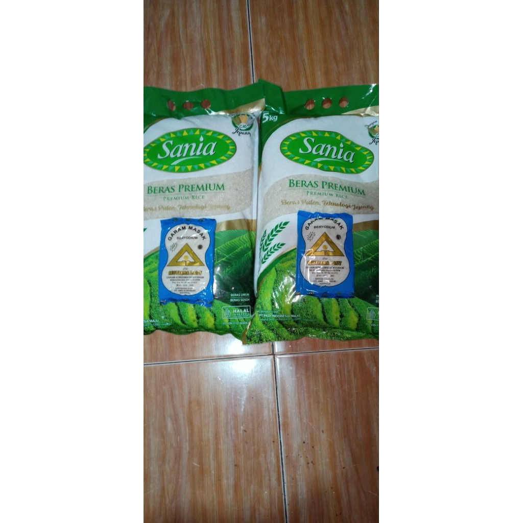 beras sania paket 2pcs 5kg.bonus garam dapur/Royco Ayam