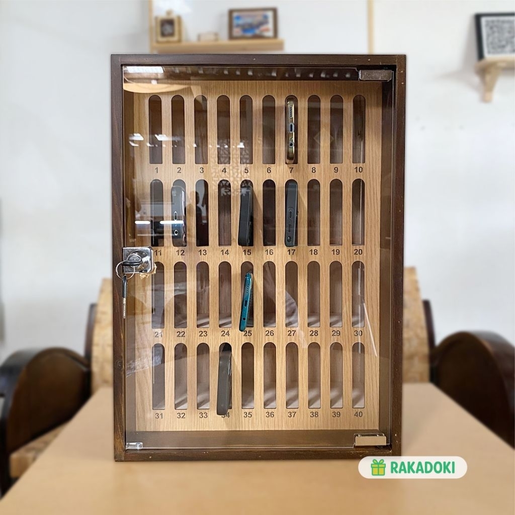 Rak Tempat HP 40 Slot Rak Penyimpanan HP Susun Kayu