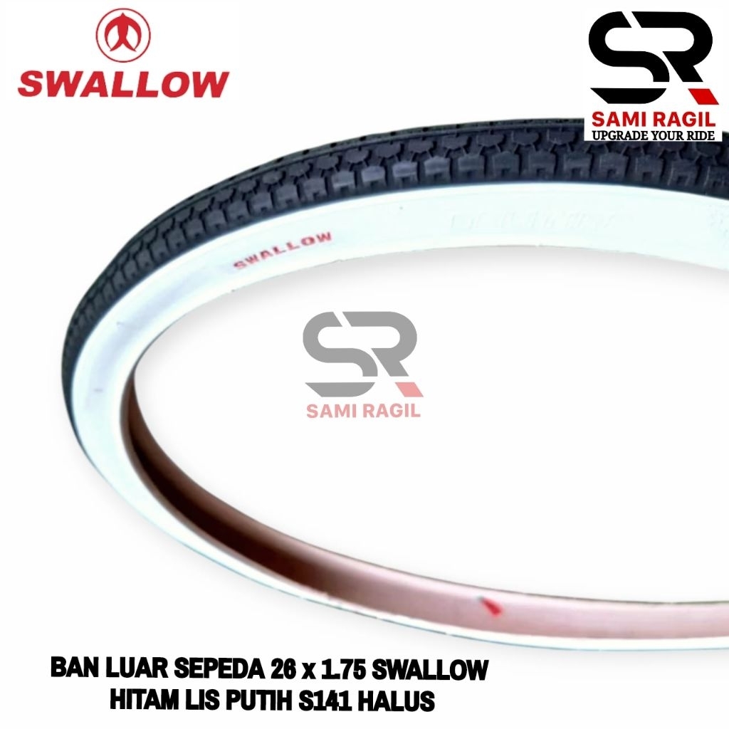 BAN LUAR SEPEDA 26 x 1.75 SWALLOW HITAM LIS PUTIH S141 MTB FEDERAL MINI MTB HALUS 26x1.75