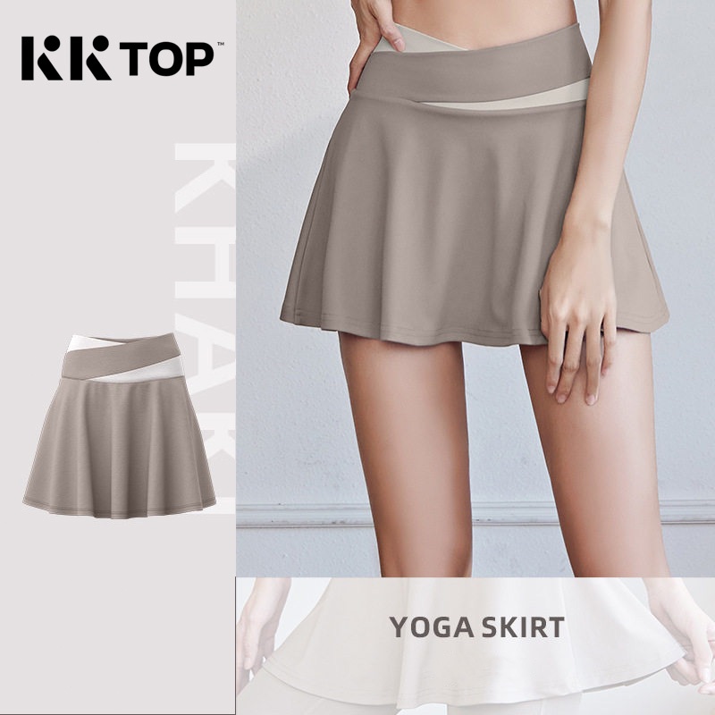 KKTOP - Rok Sport Wanita High Waist dengan Celana Dalam untuk Gym, Badminton, Padel (R001)