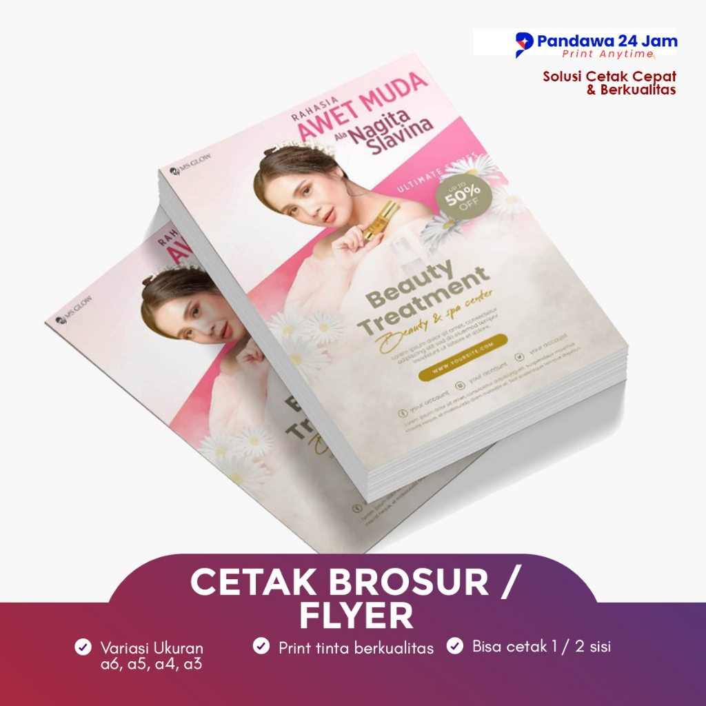 Cetak brosur / Flyer A4 custom Brosur laundry makanan dll  - 1 Sisi/ 2 sisi