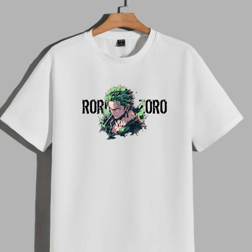 KAOS ANIME JEPANG TERMURAH RORONOA ZORO ONE PIECE BAJU PRIA WANITA DEWASA SAMURAI LENGAN PENDEK WARN