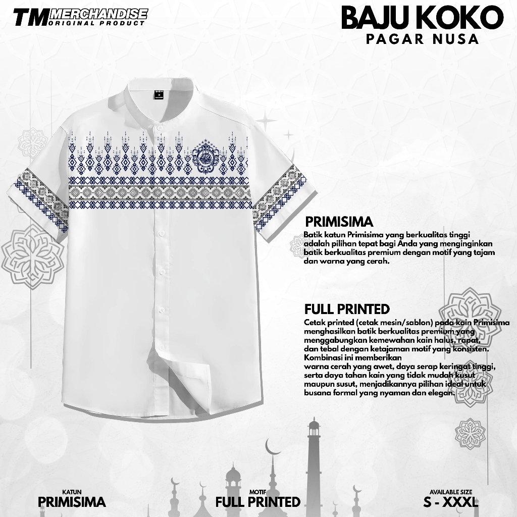 Baju Koko Pagar Nusa Katun Primisima full printing Adem Nyaman Koko pagar nusa