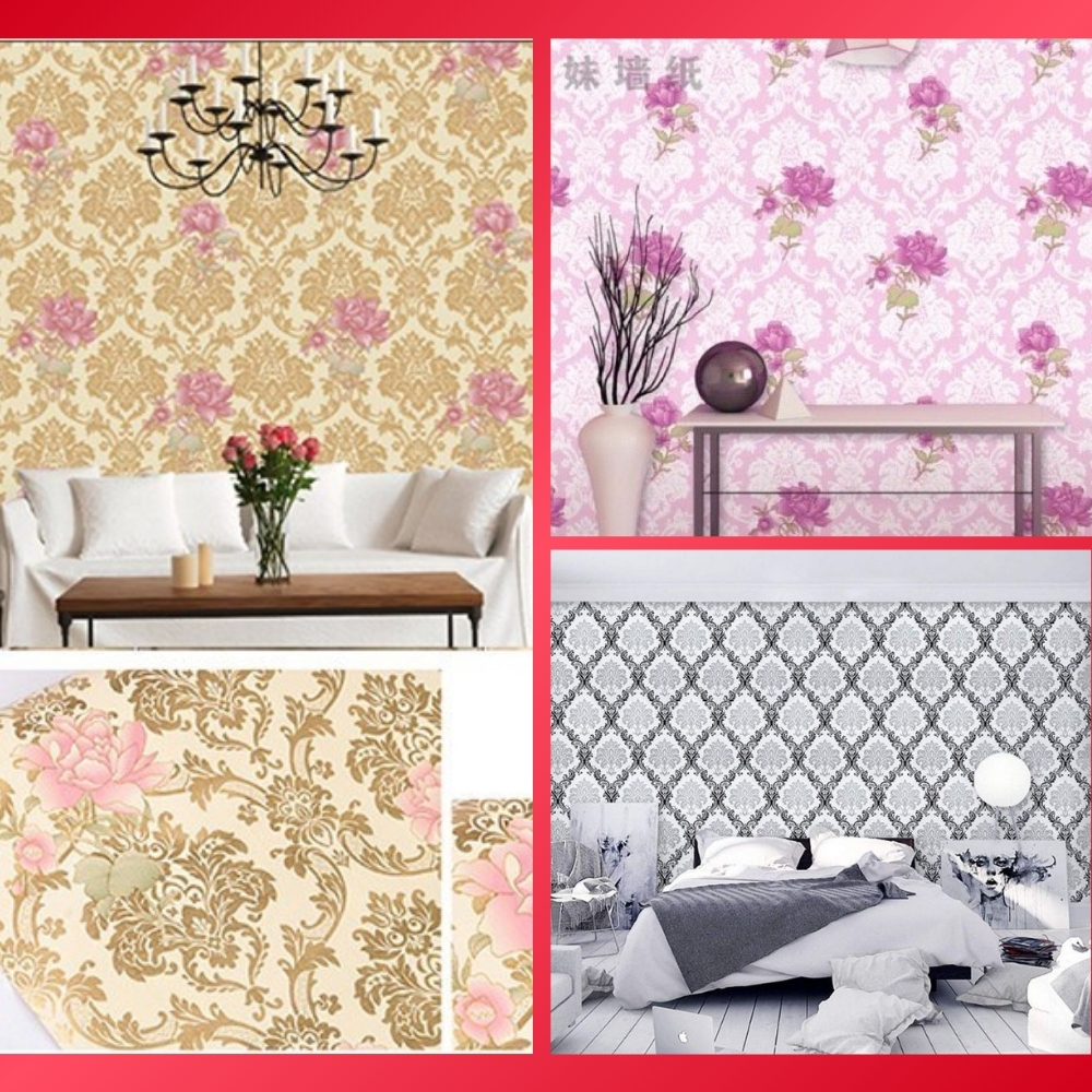 Wallpaper Dinding Motif Batik Bunga Ungu Walpaper Dinding Kamar Tidur Wallpaper Dinding Ruang Tamu M