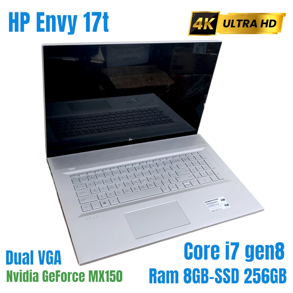 HP Envy 17t Intel Core i7-8550u gen 8 SSD 256GB Ram 8GB Dual VGA Layar 4k 17.3 inch Nvidia GeForce M