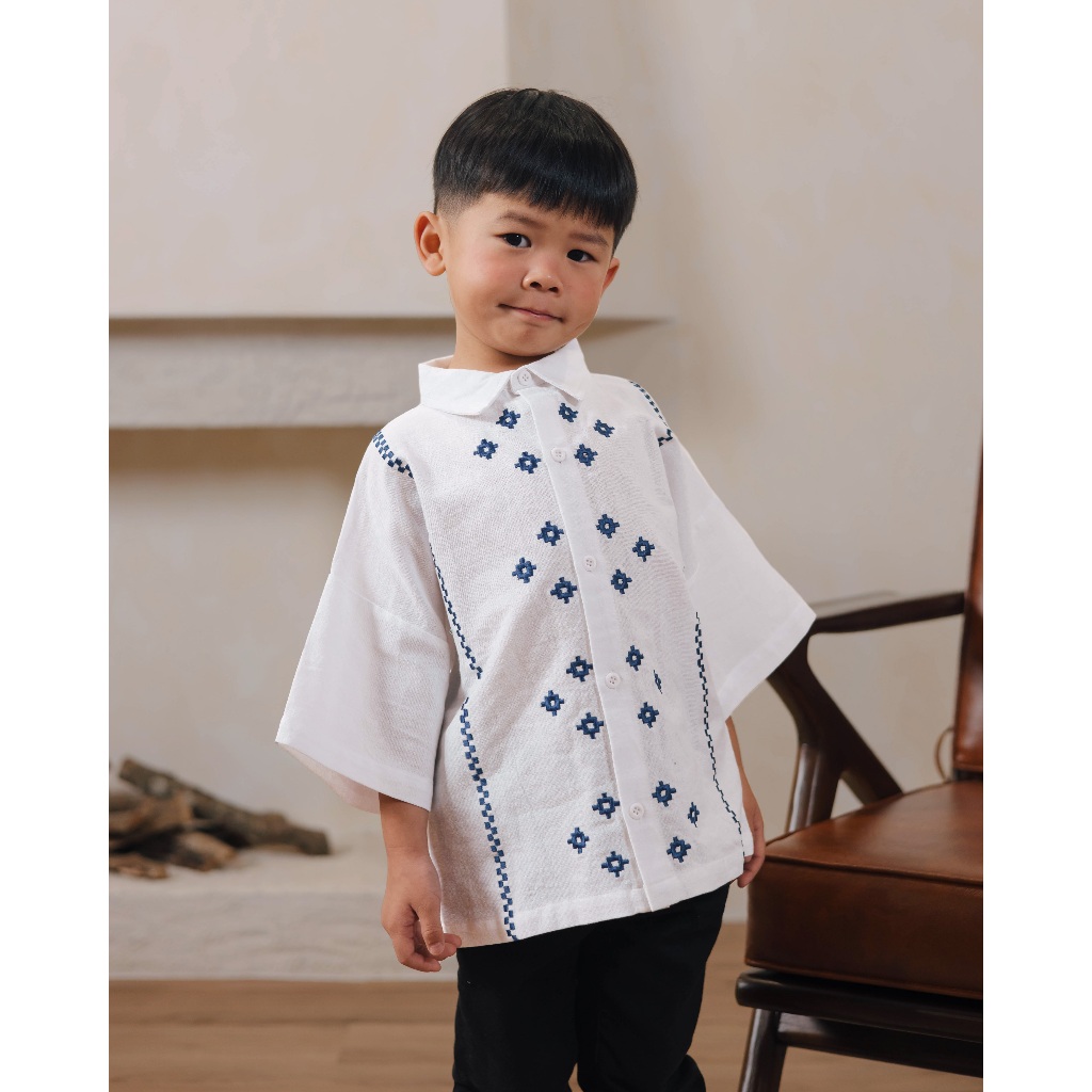 EYMAN SHIRT | Hunny Bunny | Kemeja Anak Laki-laki | Baju Atasan Katun | Baju Bordir anak