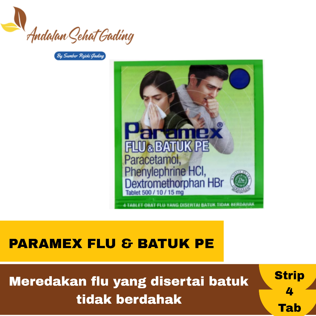 Paramex Flu & Batuk Pe - Strip 4 Tablet / Untuk Flu Dan Batuk Kering