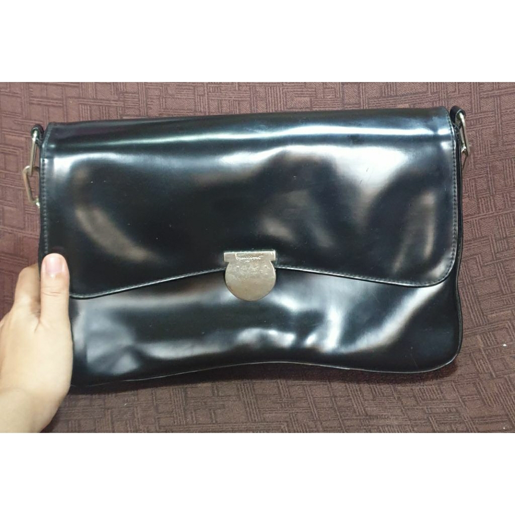 ​Tas Bahu Shoulder Bag Hitam Black Kulit Glossy Preloved Prelove PL