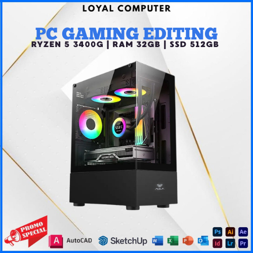 PC Rakitan Gaming AMD Ryzen 5 3400G Ram 32gb Ssd 512gb Murah Bergaransi