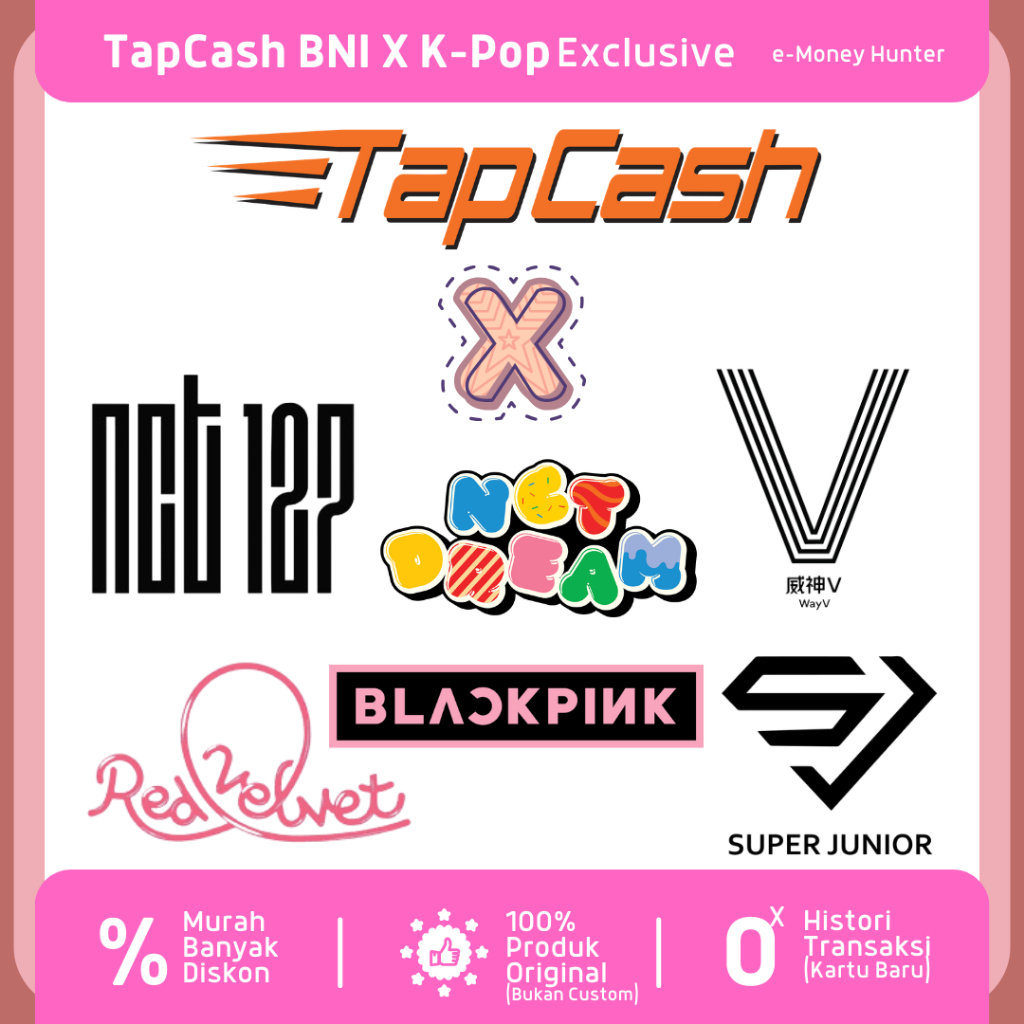 TapCash BNI X KPOP ORIGINAL NCT 127 EXO Korea Taeyong Jaehyun Johnny Dream Black Pink Tap Cash NFC e