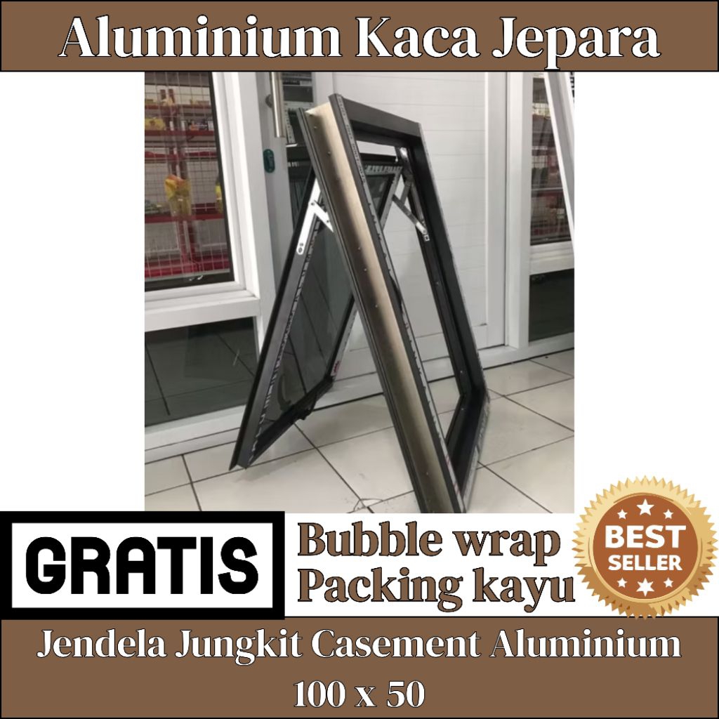 Jendela Casement Jungkit Aluminium 100 x 50