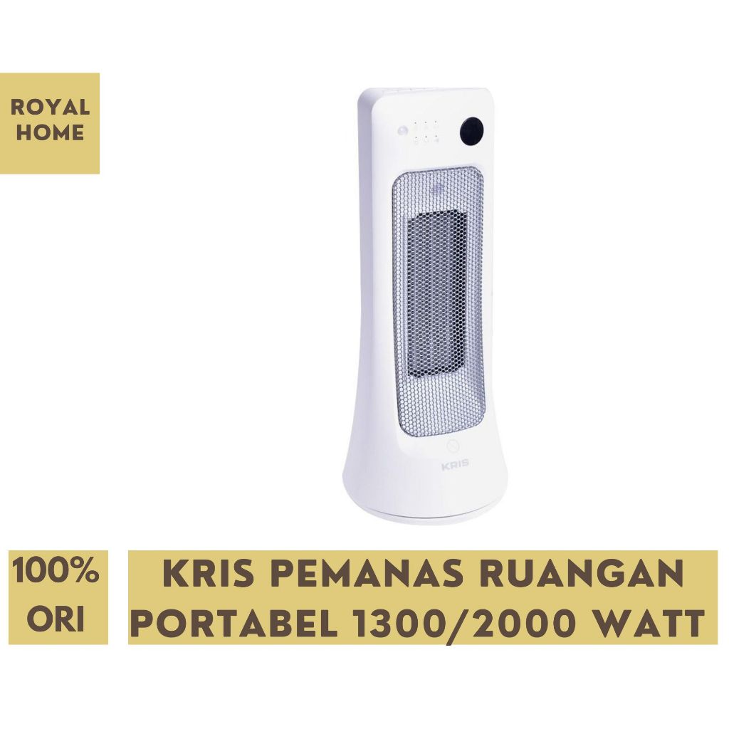 Kris Pemanas Ruangan Portabel 1300 - 2000 Watt Putih Eco Heater Dgn Remote Alat Penghangat Kamar Rua