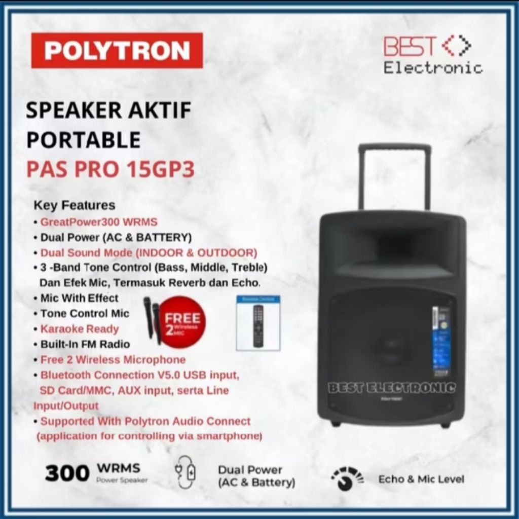 SPEAKER MEETING POLYTRON PAS PRO 15GP3 PASRO 15GP3 TROLLEY PORTABLE