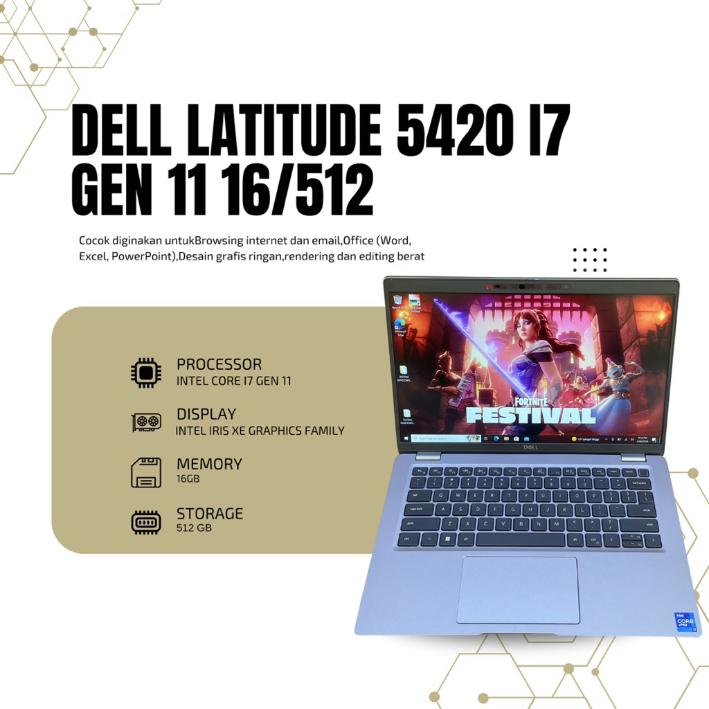 DELL LATITUDE 5420 INTEL CORE I7 GEN 11 MEMORI 16 GB SSD 512 GB